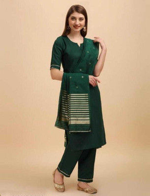 CreationRajvi Self Design Kurta, Palazzo & Dupatta Set