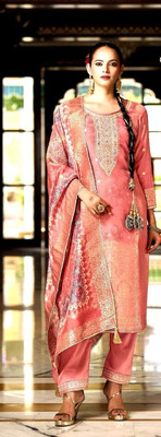 Pehnawafashions Embroidered Kurta, Trouser/Pant & Dupatta Set