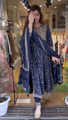 SAANWARI Embroidered Anarkali Kurta, Bottom & Dupatta Set