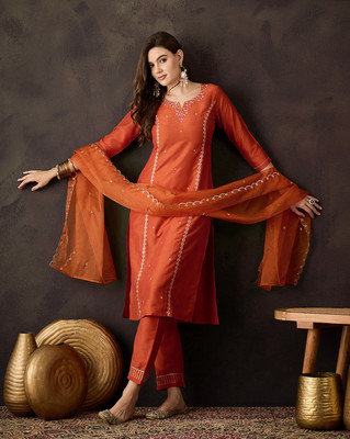 SheWill Embroidered Kurta, Trouser/Pant & Dupatta Set