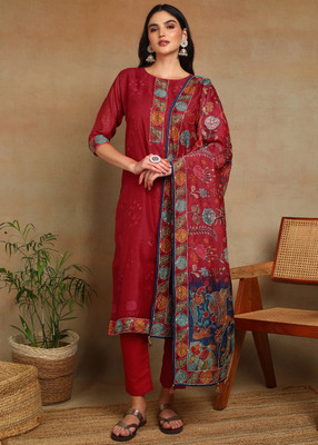 Sangria Printed Kurta, Trouser/Pant & Dupatta Set