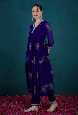 Tasrika Embroidered Kurta, Trouser/Pant & Dupatta Set