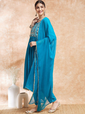 Sangria Embroidered Kurta, Sharara & Dupatta Set