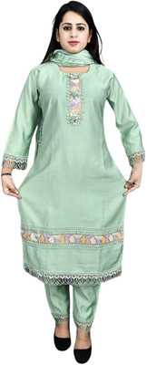 Azad Fashion Embroidered Kurta, Trouser/Pant & Dupatta Set