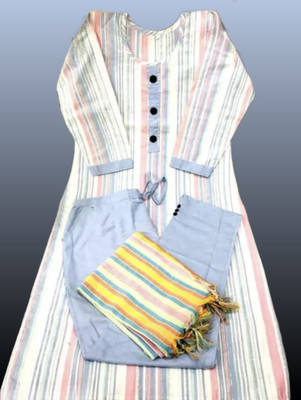 Shahbazcreation Striped Kurta, Trouser/Pant & Dupatta Set