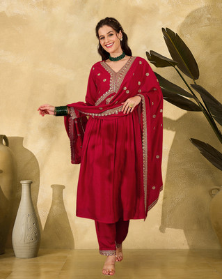 Tasrika Embroidered Kurta, Trouser/Pant & Dupatta Set