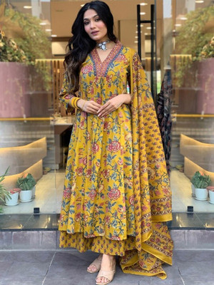 Aaradhya Fashion Printed Kurta, Palazzo & Dupatta Set