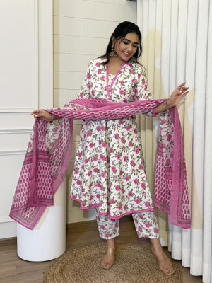 Hevil Creation Embroidered Kurta, Trouser/Pant & Dupatta Set