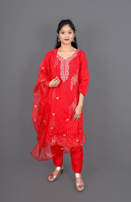 WearWink Embroidered Kurta, Trouser/Pant & Dupatta Set