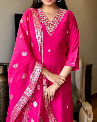 ZOEB FASHION Embroidered Kurta, Salwar & Dupatta Set