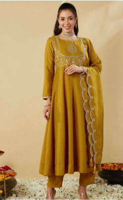RADHA RANI TEX Embroidered Anarkali Kurta, Bottom & Dupatta Set