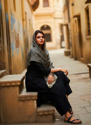 INSPIREASHION Solid Kurta, Palazzo & Dupatta Set