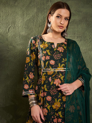 Shae By SASSAFRAS Printed Kurta, Trouser/Pant & Dupatta Set