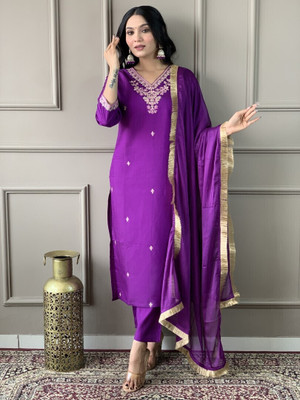 Tylissa Embroidered Kurta, Trouser/Pant & Dupatta Set