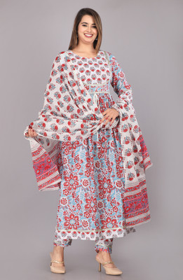 NANAK FEB Embroidered Anarkali Kurta, Bottom & Dupatta Set