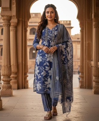 SOFIA COLLECTION Floral Print Kurta, Trouser/Pant & Dupatta Set