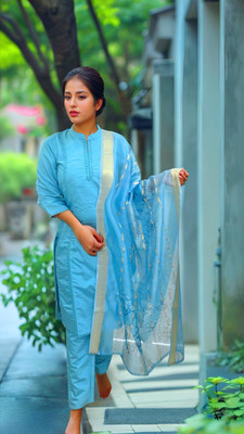 zoeyasvogue Woven Kurta, Trouser/Pant & Dupatta Set