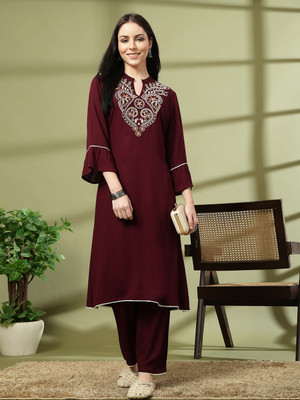 Nayam By Lakshita Embroidered Kurta, Palazzo & Dupatta Set