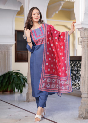 Hetvi Creation Self Design Kurta, Trouser/Pant & Dupatta Set