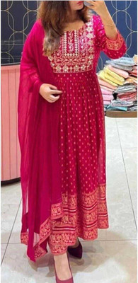 MUHAL Printed Kurta, Trouser/Pant & Dupatta Set