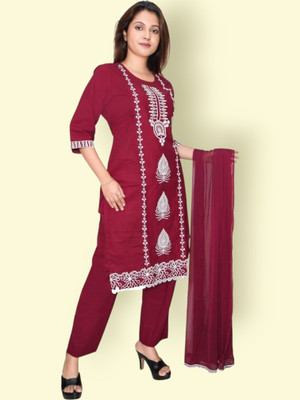 HOC's Self Design Kurta, Salwar & Dupatta Set