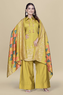 FASHNETIC Self Design Kurta, Palazzo & Dupatta Set