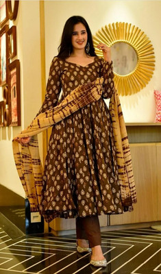 Kurtinic Woven Anarkali Kurta, Bottom & Dupatta Set