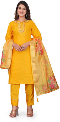 Mahi Fashion Embroidered Kurta, Trouser/Pant & Dupatta Set
