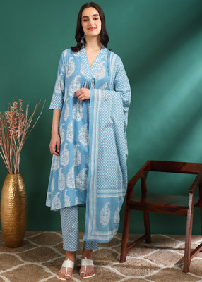Yash Gallery Floral Print Kurta, Trouser/Pant & Dupatta Set