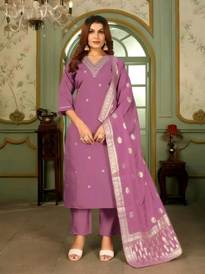 MADHAV WEAVES Embroidered Kurta, Trouser/Pant & Dupatta Set