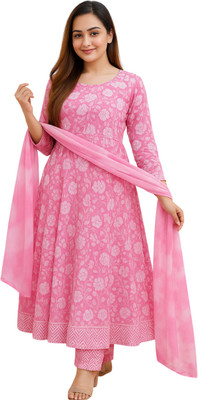 Bellavure Floral Print Kurta, Palazzo & Dupatta Set