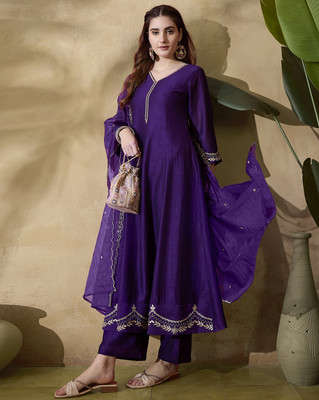 Tasrika Embroidered Kurta, Trouser/Pant & Dupatta Set