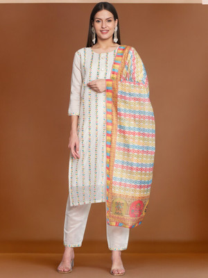 BHUMIKA CREATION Printed, Solid Kurta, Trouser/Pant & Dupatta Set