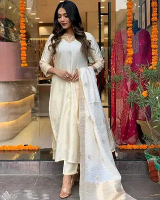 MITRA CREATION Embroidered Kurta, Trouser/Pant & Dupatta Set