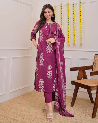 JAINISMCRAFTINGANDCLOTHING Self Design Kurta, Trouser/Pant & Dupatta Set