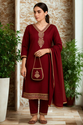 ClassiCove Embroidered Kurta, Trouser/Pant & Dupatta Set