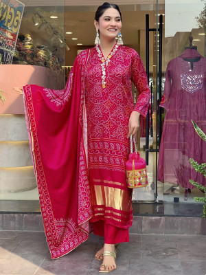 VHCLOTHES Woven Kurta, Salwar & Dupatta Set