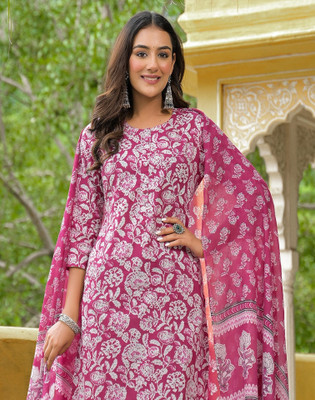 Skylee Printed, Embellished Kurta, Trouser/Pant & Dupatta Set