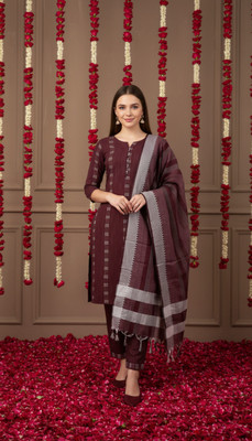 Fems Fashion Self Design Kurta, Trouser/Pant & Dupatta Set