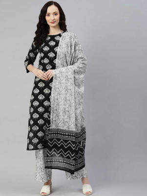 AnAdhTex Printed Kurta, Palazzo & Dupatta Set