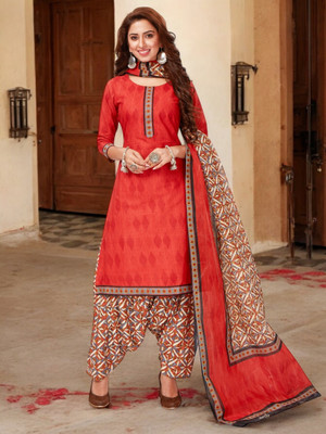 Jevi Prints Striped, Printed Kurta, Patiala & Dupatta Set