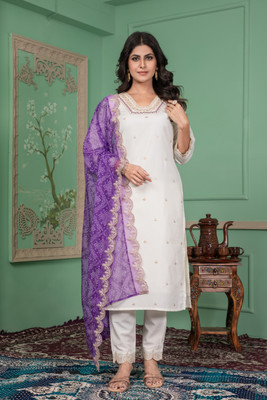 Zinsy Creation Embroidered Kurta, Trouser/Pant & Dupatta Set