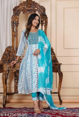hariom collection Printed Anarkali Kurta, Bottom & Dupatta Set
