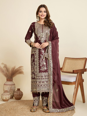 HOUSE OF COMMON Embellished, Embroidered Kurta, Trouser/Pant & Dupatta Set