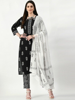 Goras Printed Kurta, Palazzo & Dupatta Set