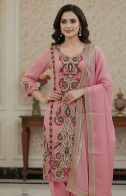 Add Embroidered Kurta, Salwar & Dupatta Set