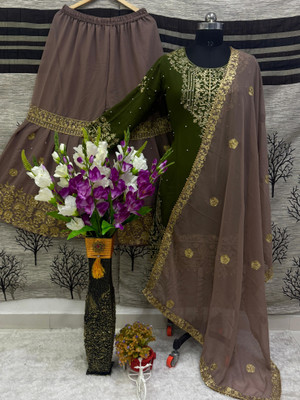 legacyethnic Embroidered Kurta, Trouser/Pant & Dupatta Set