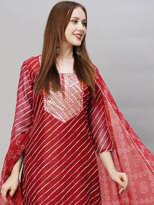 Royal Export Embroidered Kurta, Trouser/Pant & Dupatta Set