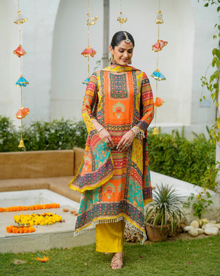 DHVIJA FASHION Printed Kurta, Trouser/Pant & Dupatta Set