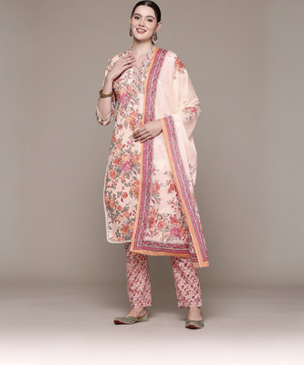 Readiprint Floral Print Kurta, Palazzo & Dupatta Set